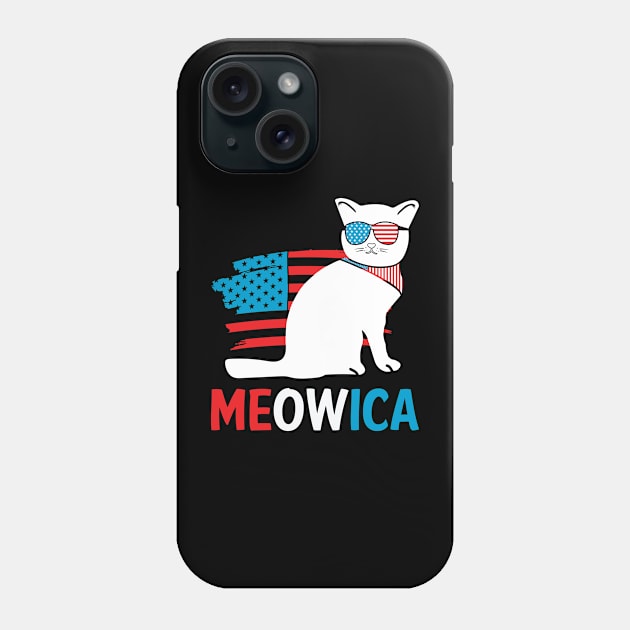 Cat 4th Of July Meowica Patriotic Kitten American Flag Funny Phone Case by AWESOME ART