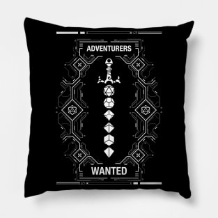 Futuristic Adventurers Wanted Polyhedral Dice Sword Pillow