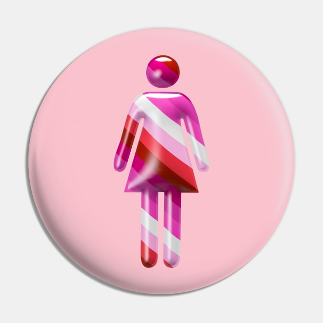 Female icon in Lesbian lipstick flag colors for LGBTQ+ diversity Pin by Visualisworld
