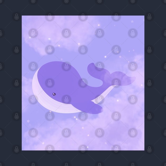 Purple Whale in sky by tinyfloofstar