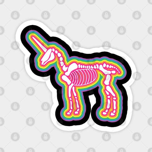 Rainbow Unicorn Skeleton Magnet by birdiestreasuretrove