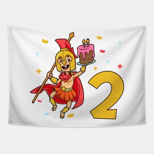 I am 2 with Spartan - kids birthday 2 years old Tapestry