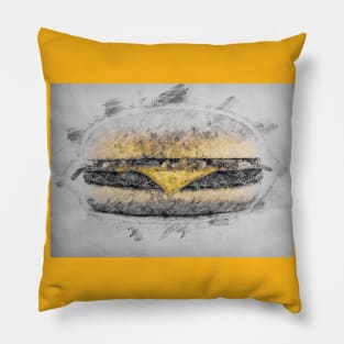 Hamburger Sketch Drawing Pillow