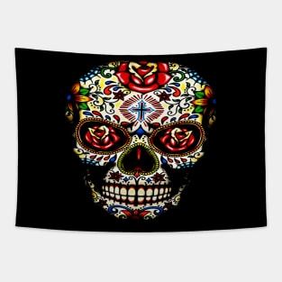 Sugar Skull Off Shoulder colorful Tapestry