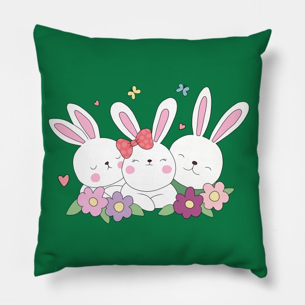 Easter Bunnies Pillow by valentinahramov