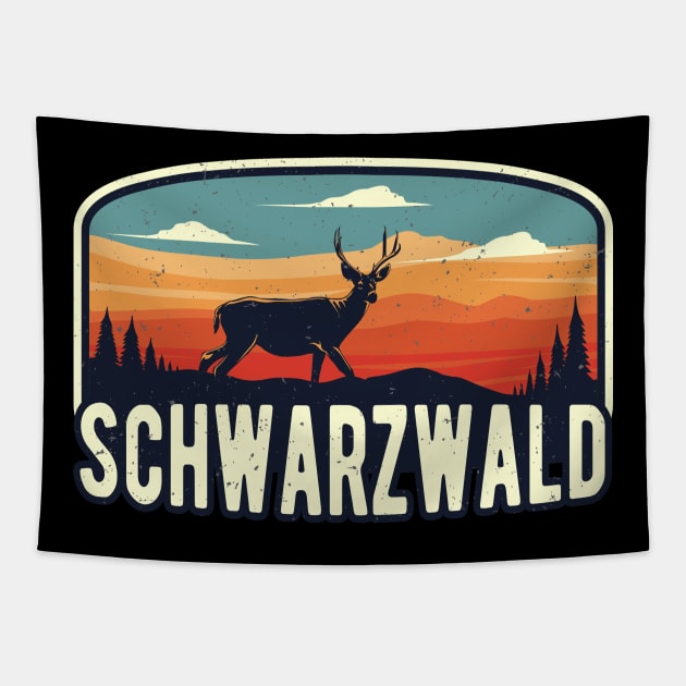 Schwarzwald Wild Hirsch Retro Schwaben Tapestry by Foxxy Merch