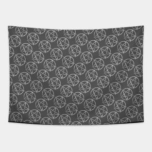 Black and Silver Pentagram Pattern Tapestry