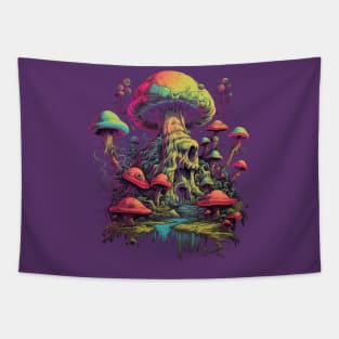 Psychedelic World Sketches Magic Shrooms Tapestry