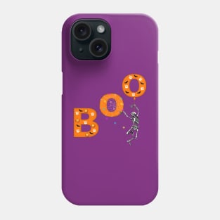 boo with skeleton and spiders in halloween Phone Case