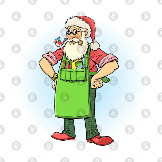 Santa Claus in with tools and carpenter's apron by duxpavlic