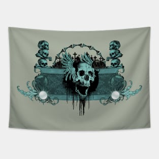 Awesome skull with wings Tapestry