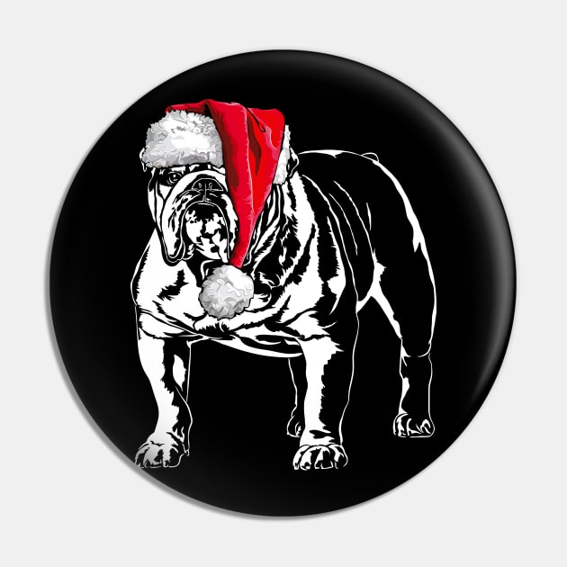 Santa English Bulldog Christmas dog Pin by wilsigns