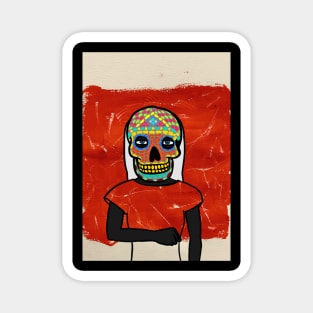 Belarusian Revolution - Blue-Eyed Female Character with Mexican Mask and Expressionist Background Magnet