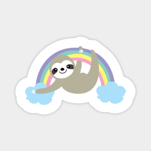 A Cute Sloth with the rainbow Magnet