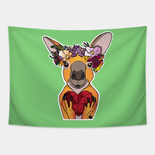 Kangaroo Heart Tapestry by AltTabStudio