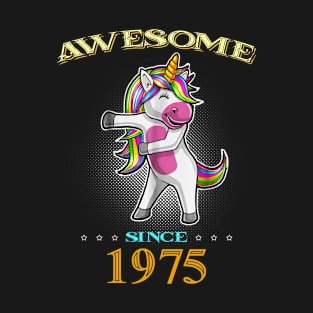 Awesome Since 1975 T Shirt Cute Unicorn Floss Birthday Gift T-Shirt