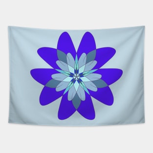 Blue Geometric Flower Tapestry