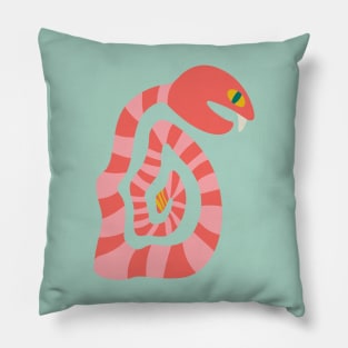 SNAKE EYES Striped Graphic Rattlesnake with Big Fang - UnBlink Studio by Jackie Tahara Pillow