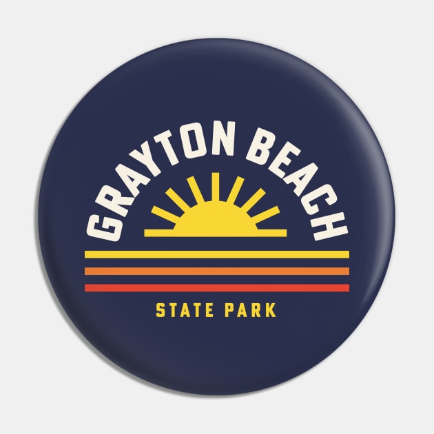 Grayton Beach State Park Florida Retro Vintage Stripes Sunset Pin by PodDesignShop