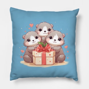 Kawaii Otters valentine gift Pillow