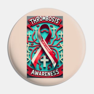 Thrombosis Awareness Ribbon Colorful Background Pin