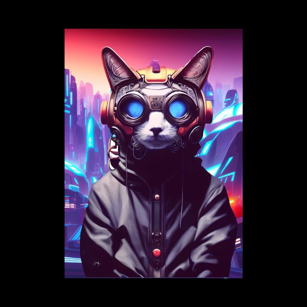 Cool Japanese Techno Cat In Future World Japan Neon City by star trek fanart and more