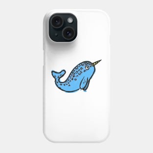 Cute narwhal illustration blue whale Phone Case