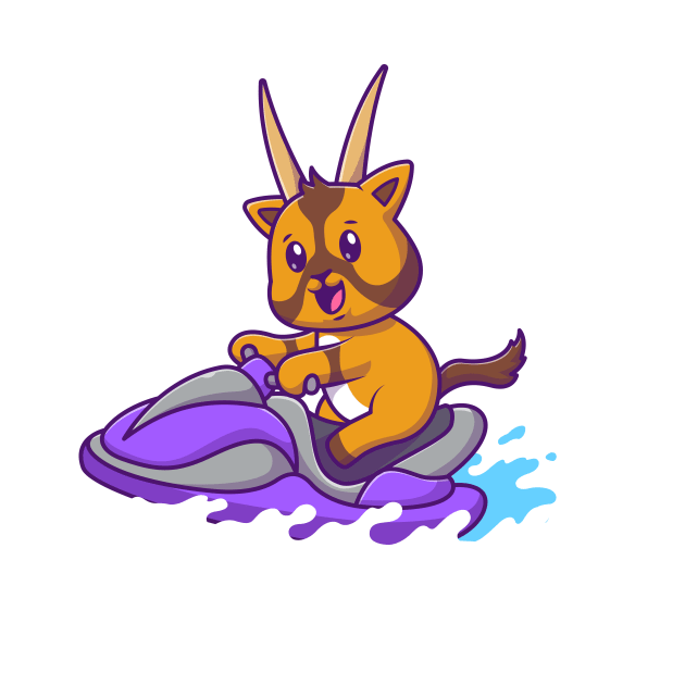 Cute Oryx Riding Ski Boat Cartoon by Catalyst Labs