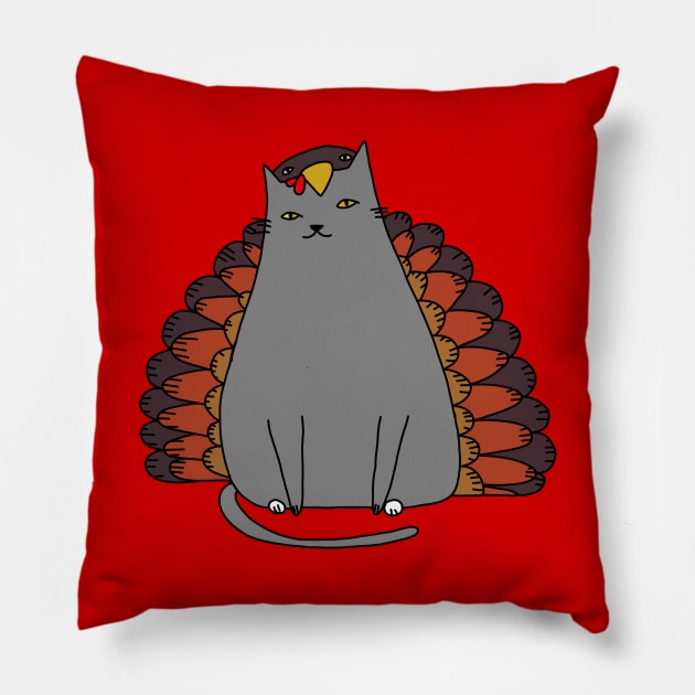 Gobble Gobble Kitty Pillow by KilkennyCat Art