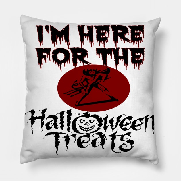 Halloween Treats Satan Red Devil Pitchfork Pillow by CharJens