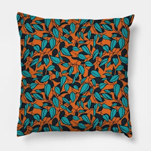 Minimalist Leaf Line Art Illustration as a Seamless Surface Pattern Design Pillow