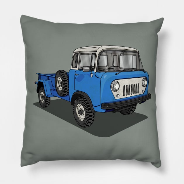 Jeep Forward Control FC-170 Blue Pillow by Guyvit