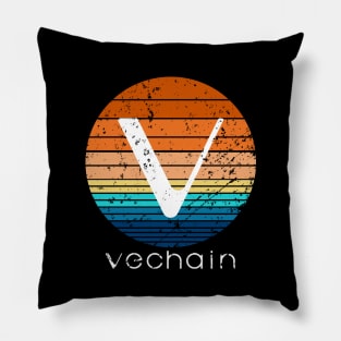 VeChain Cryptocurrency DeFi Crypto Vintage Sunset Pillow