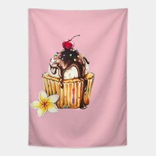 Ice Cream Cupcake with a Cherry on Top Tapestry