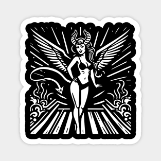 Lino Cut Devil Girl Magnet