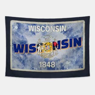 Wisconsin vintage style retro souvenir Tapestry