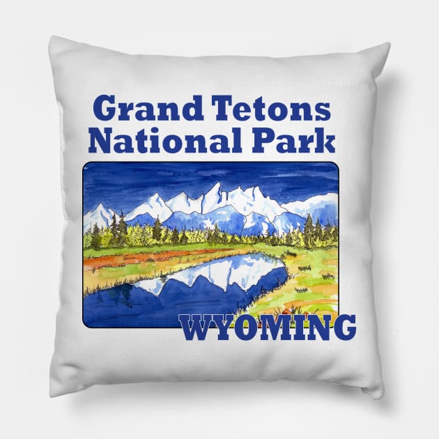 Grand Tetons National Park, Wyoming Pillow by MMcBuck