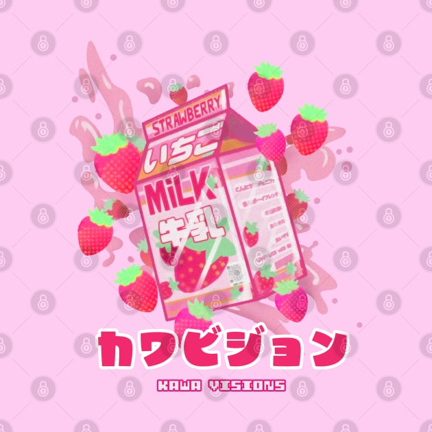 Milk Box Strawberry,T-Shirt Ichigo by Kowhai Art