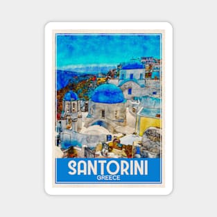 Travel Art Santorini Greece Magnet