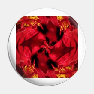 delving deep inside red and gold hibiscus Pin