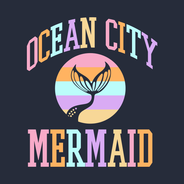 Ocean City Maryland Mermaid Retro Vintage Summer Vacation by PodDesignShop