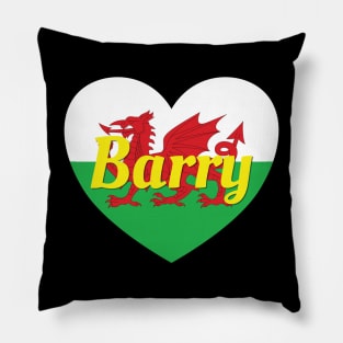 Barry Wales UK Wales Flag Heart Pillow