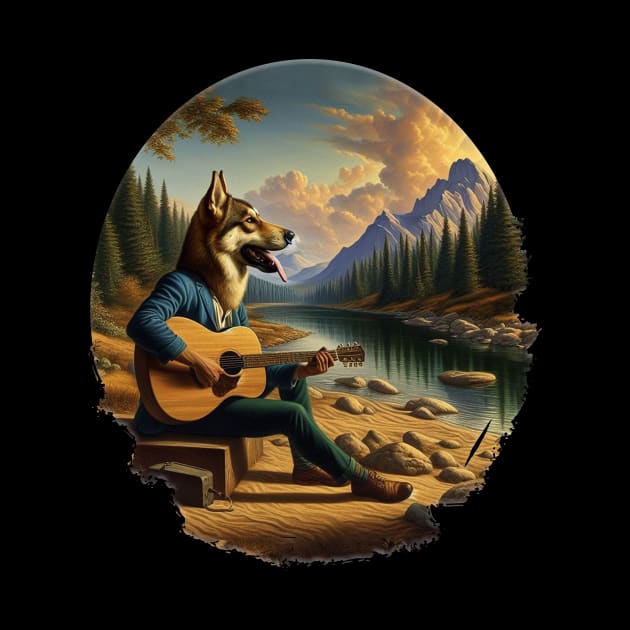 Lake Mountain Acoustic Guitar German Shepherd Dog by cyryley