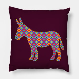 Donkey with Colorful Pattern Pillow