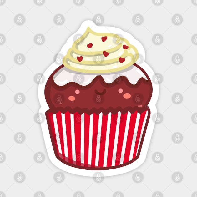 Red velvet cupcake doodle design Magnet by Marie.c.doodles