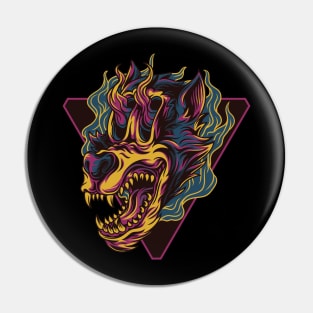 Trippy artistic Wild Wolf Pin