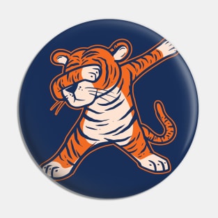 Dabbing Tiger // Orange and Navy Cartoon Tiger Pin