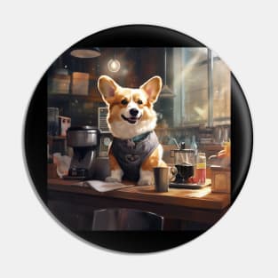 Barista Corgi Pin