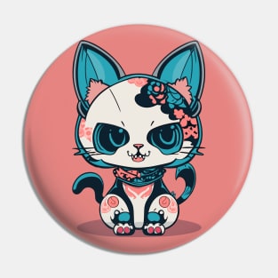 kawaii neko skull Pin