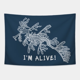 Leafy Seadragon - I'm Alive! - detailed animal ink design Tapestry